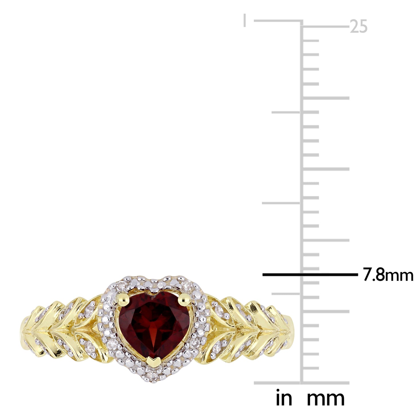 Julie Leah Garnet & Diamond Halo Heart Ring in 10k Yellow Gold