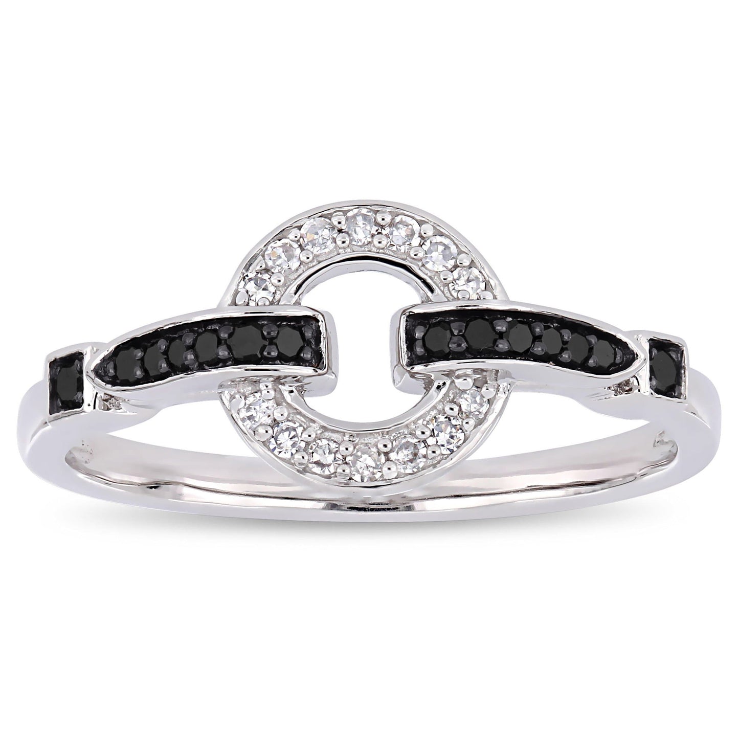 Julie Leah Black & White Diamond Knot Ring in 10k White Gold