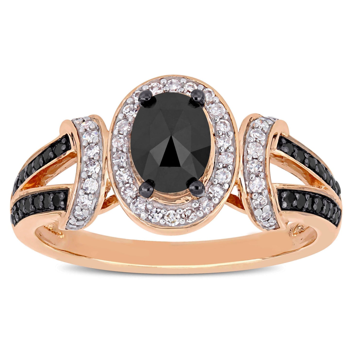 Julie Leah Black & White Diamond Ring in 10k Rose Gold
