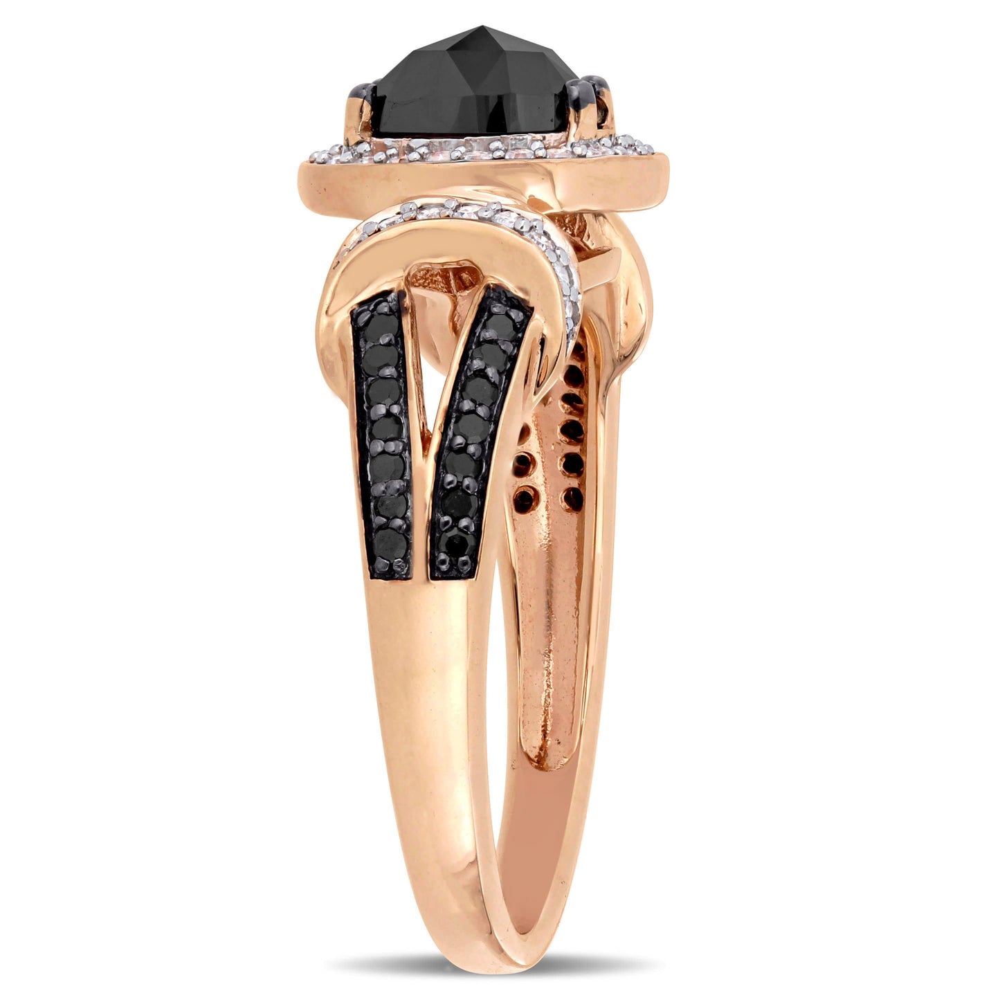 Julie Leah Black & White Diamond Ring in 10k Rose Gold