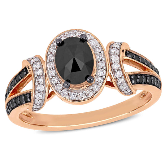 Julie Leah Black & White Diamond Ring in 10k Rose Gold