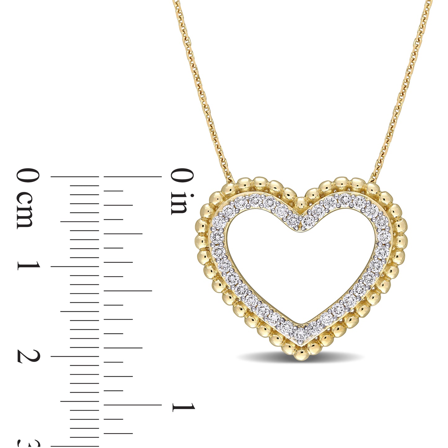 Open Heart Diamond Necklace in 14k Yellow Gold