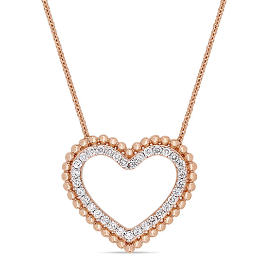 Open Heart Diamond Necklace in 14k Rose Gold