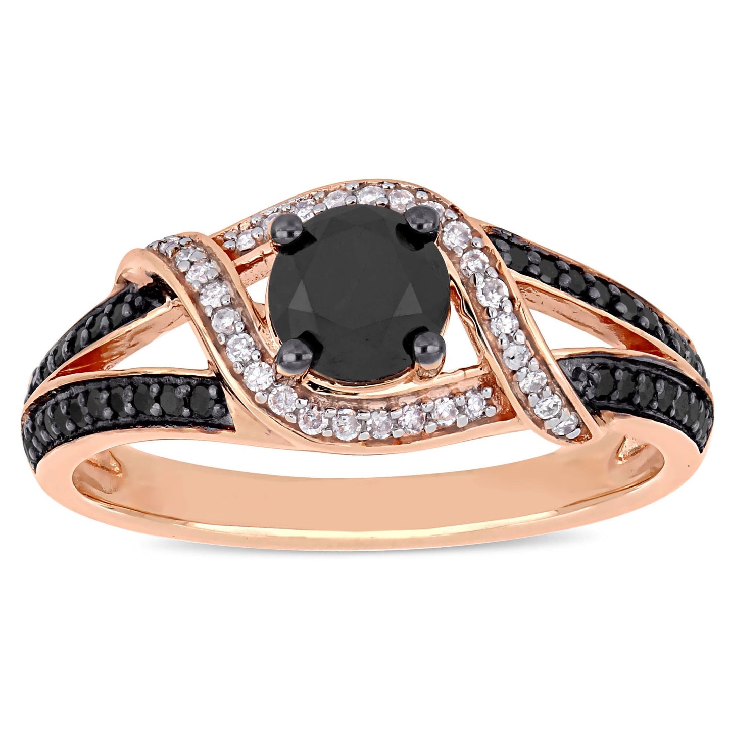 Julie Leah Black & White Diamond Ring in 10k Rose Gold