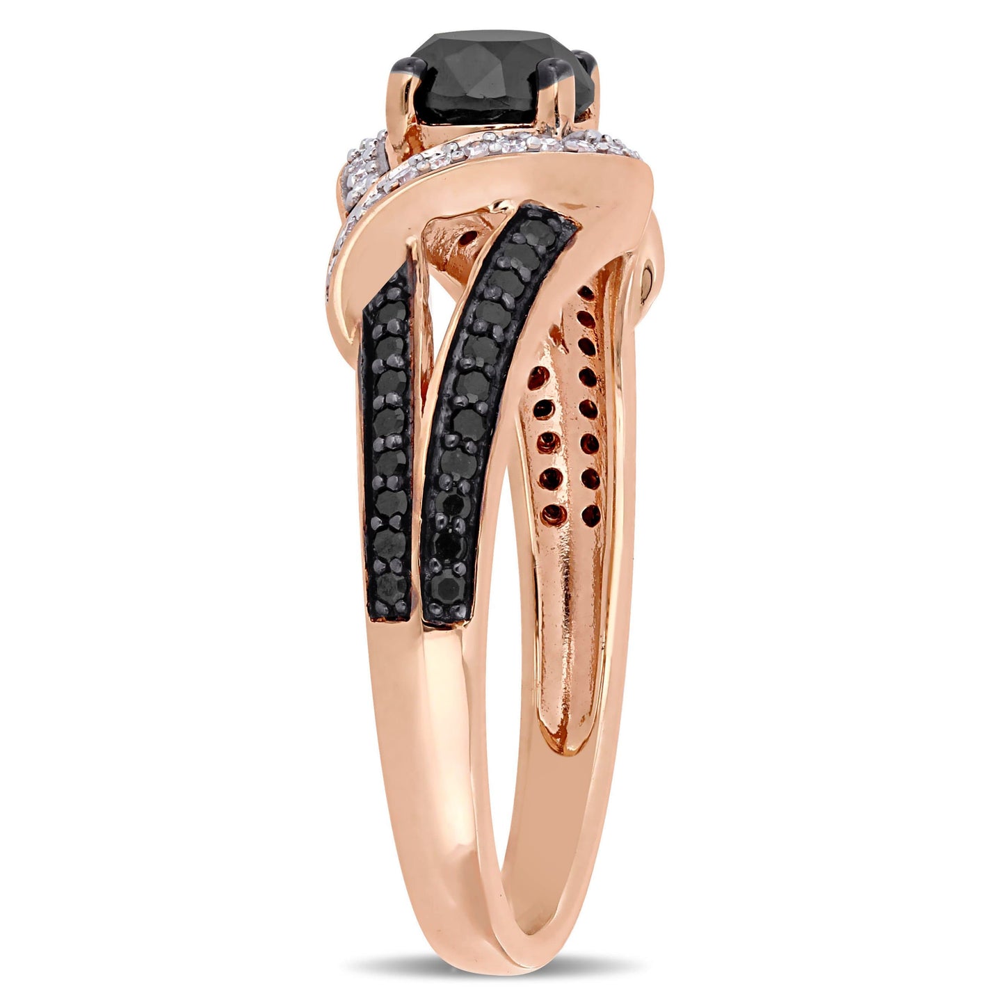 Julie Leah Black & White Diamond Ring in 10k Rose Gold