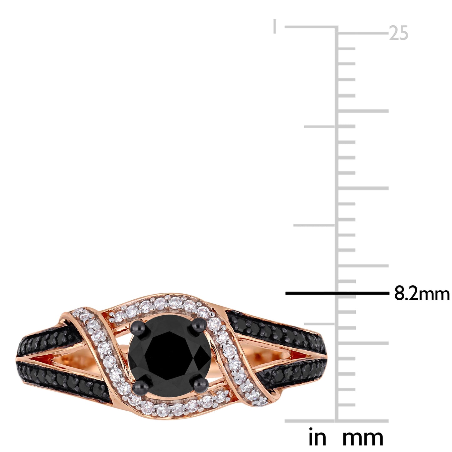 Julie Leah Black & White Diamond Ring in 10k Rose Gold