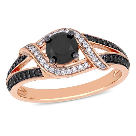 Julie Leah Black & White Diamond Ring in 10k Rose Gold