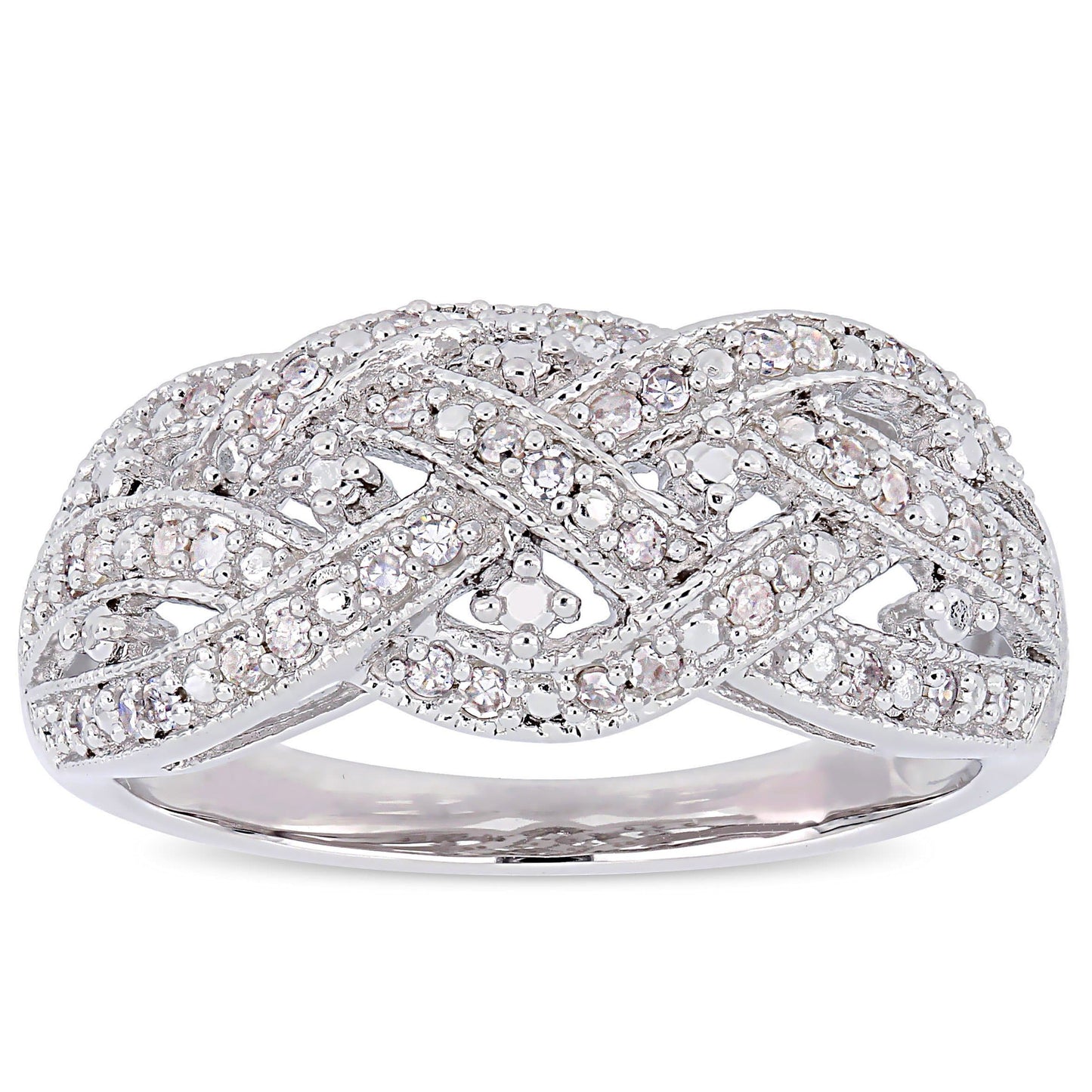 Julie Leah Diamond Braided Ring in Sterling Silver