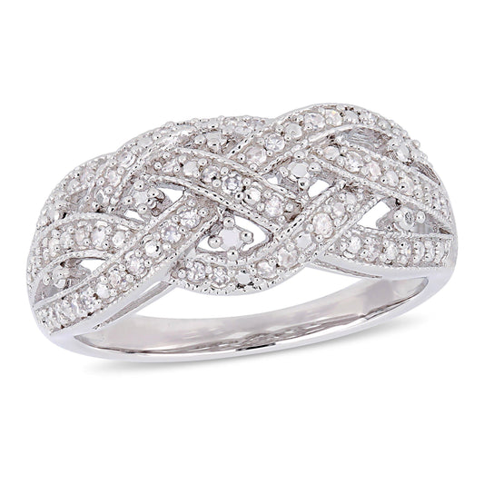 Julie Leah Diamond Braided Ring in Sterling Silver