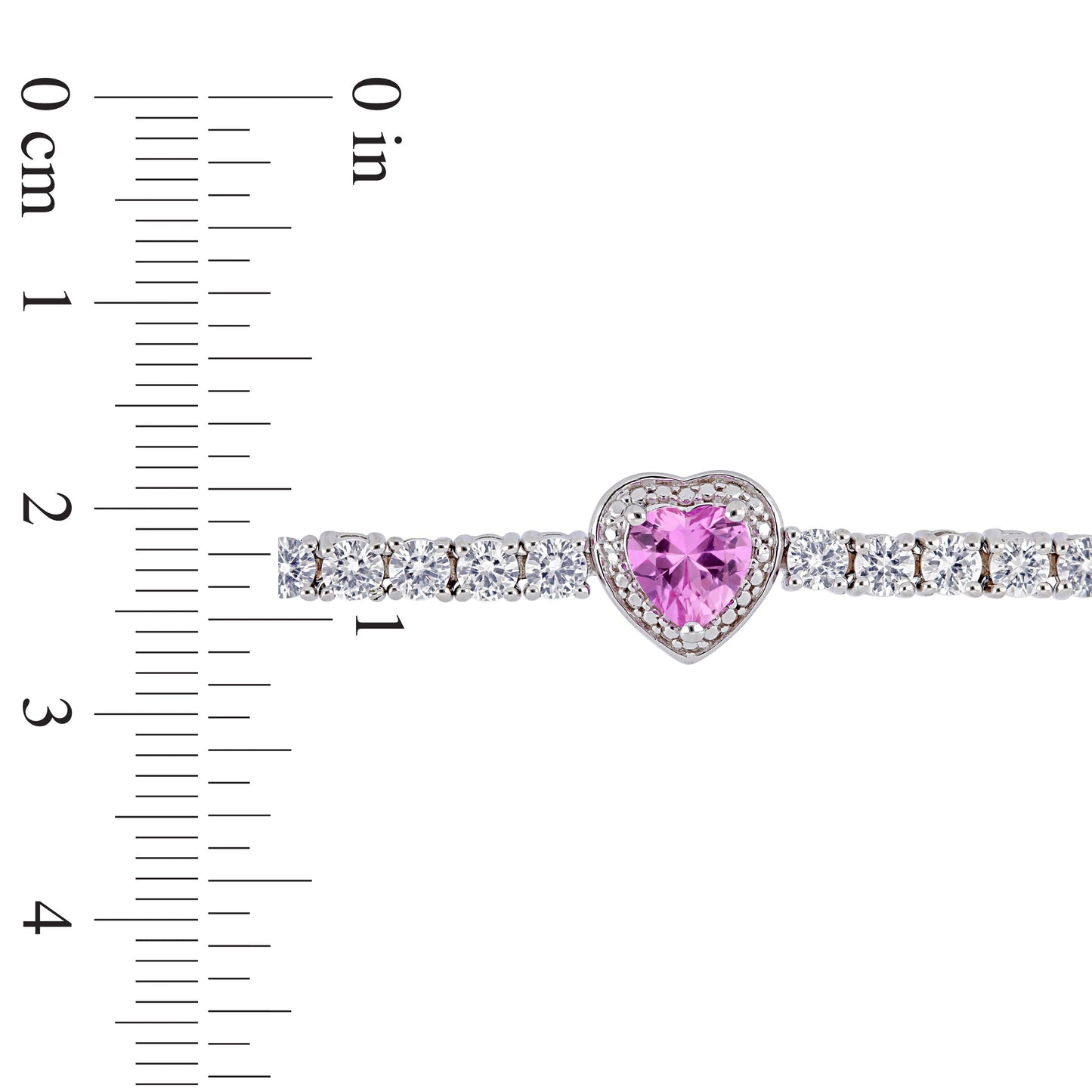 Sophia B 8-3/8ct Created Pink & White Sapphire Stationed Triple Halo Heart Tennis Bracelet