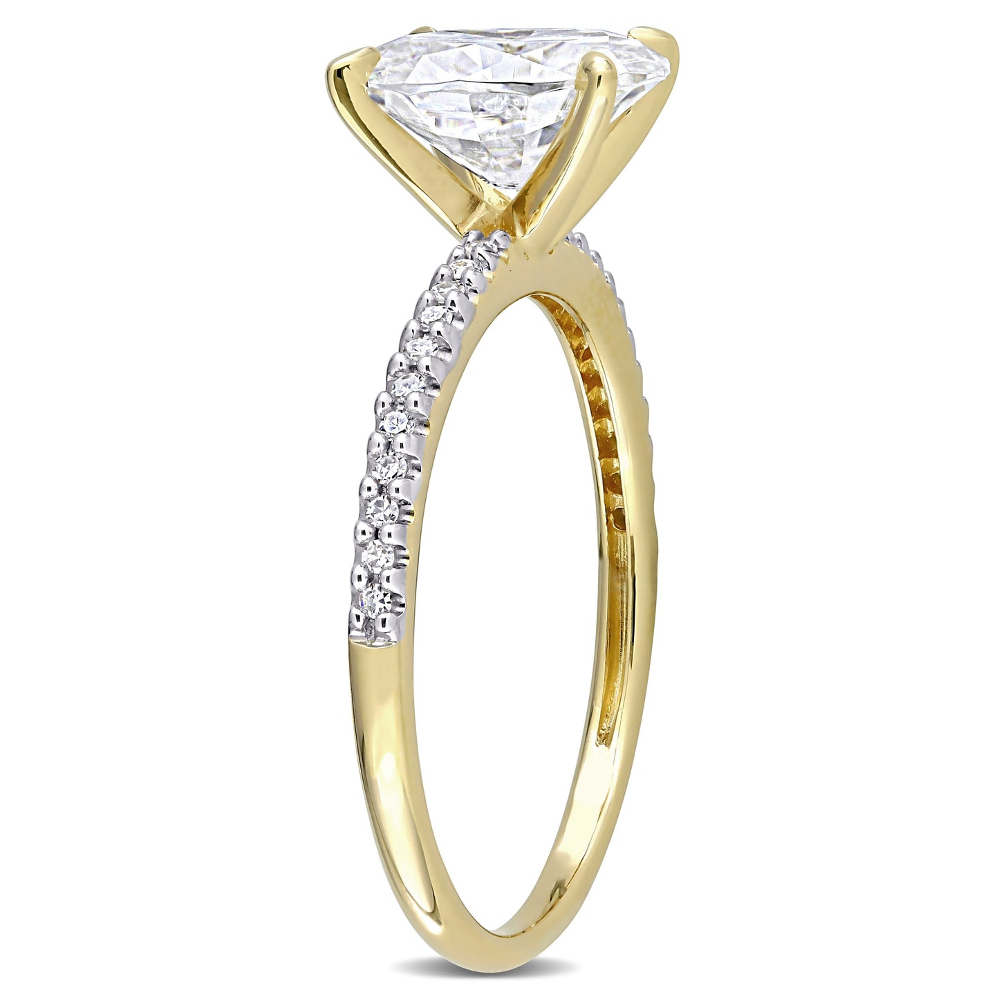 Oval Cut Moissanite & Diamond Ring 14k Yellow Gold