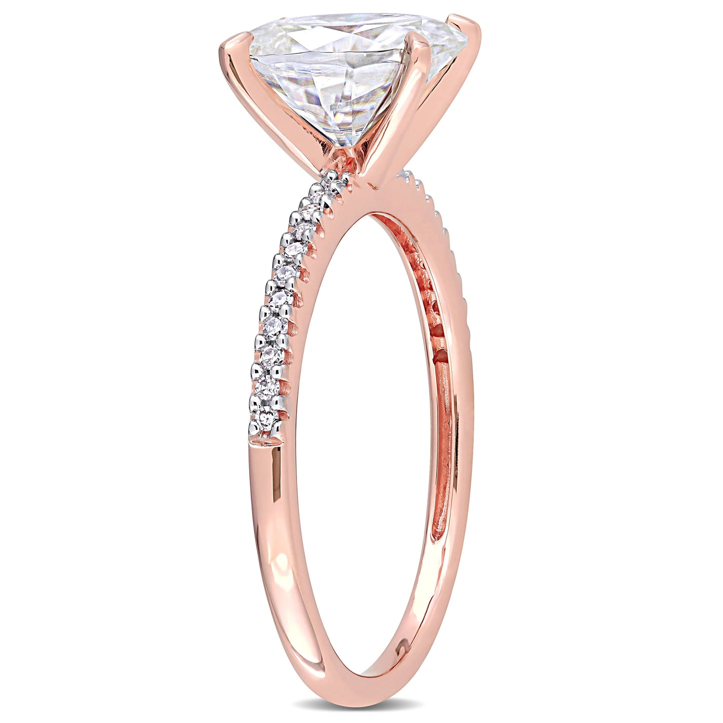 Oval Cut Moissanite & Diamond Ring in 14k Rose Gold