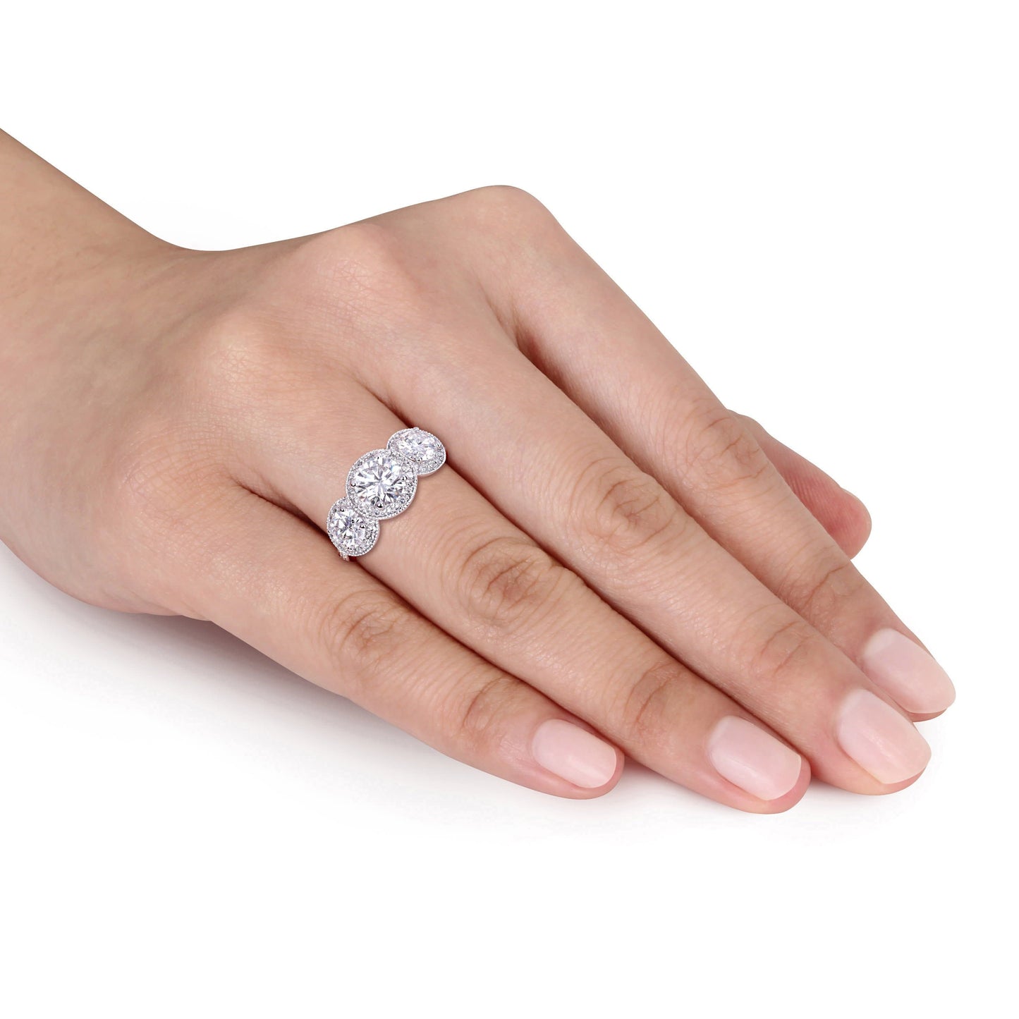 Sophia B 3ct Moissanite & 1/3ctDiamond Double Halo Engagement Ring