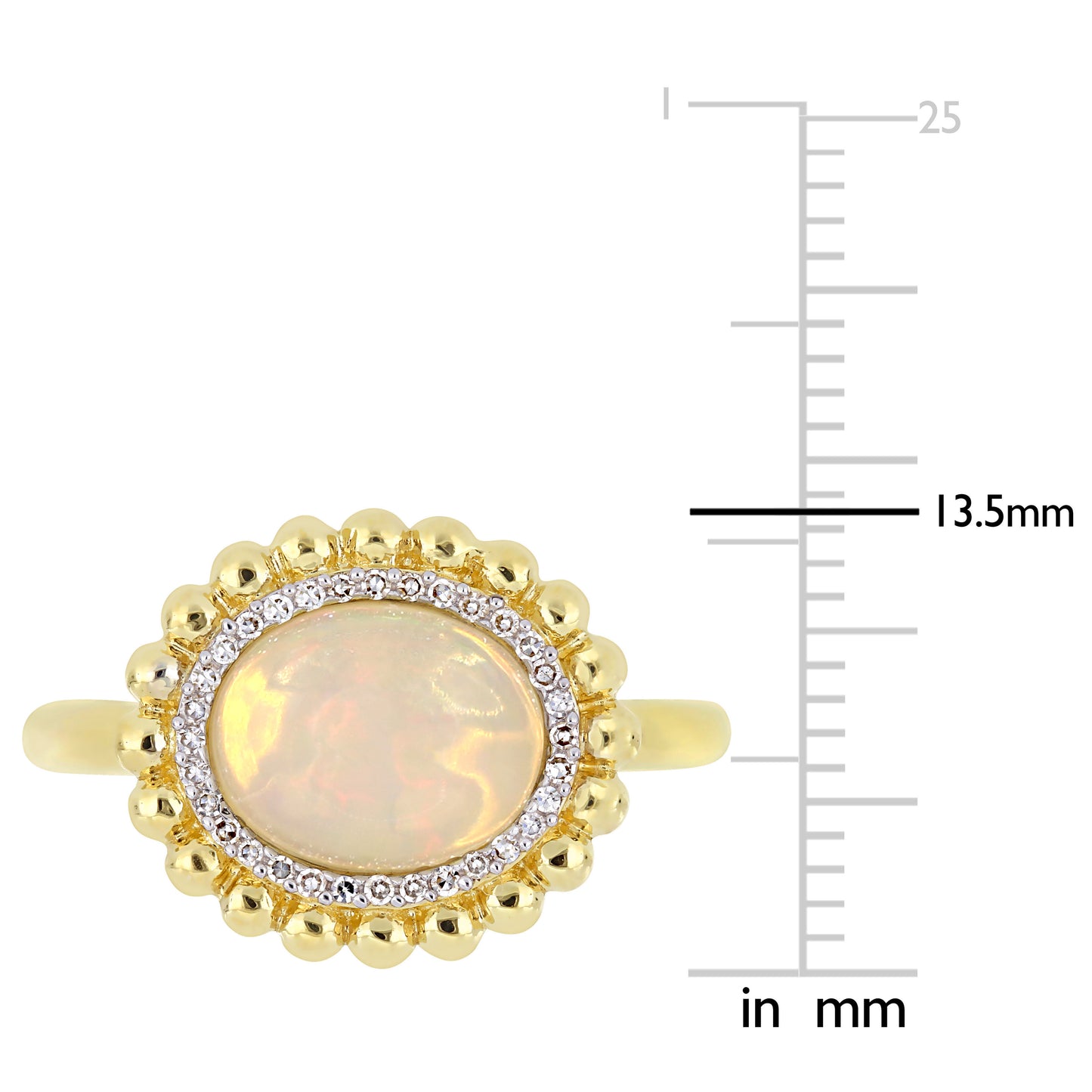 Ethiopian Opal & Diamond Flower Ring 14k Yellow Gold