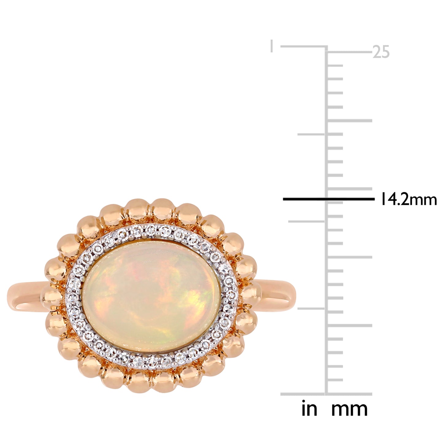 Ethiopian Opal & Diamond Flower Ring 14k Rose Gold