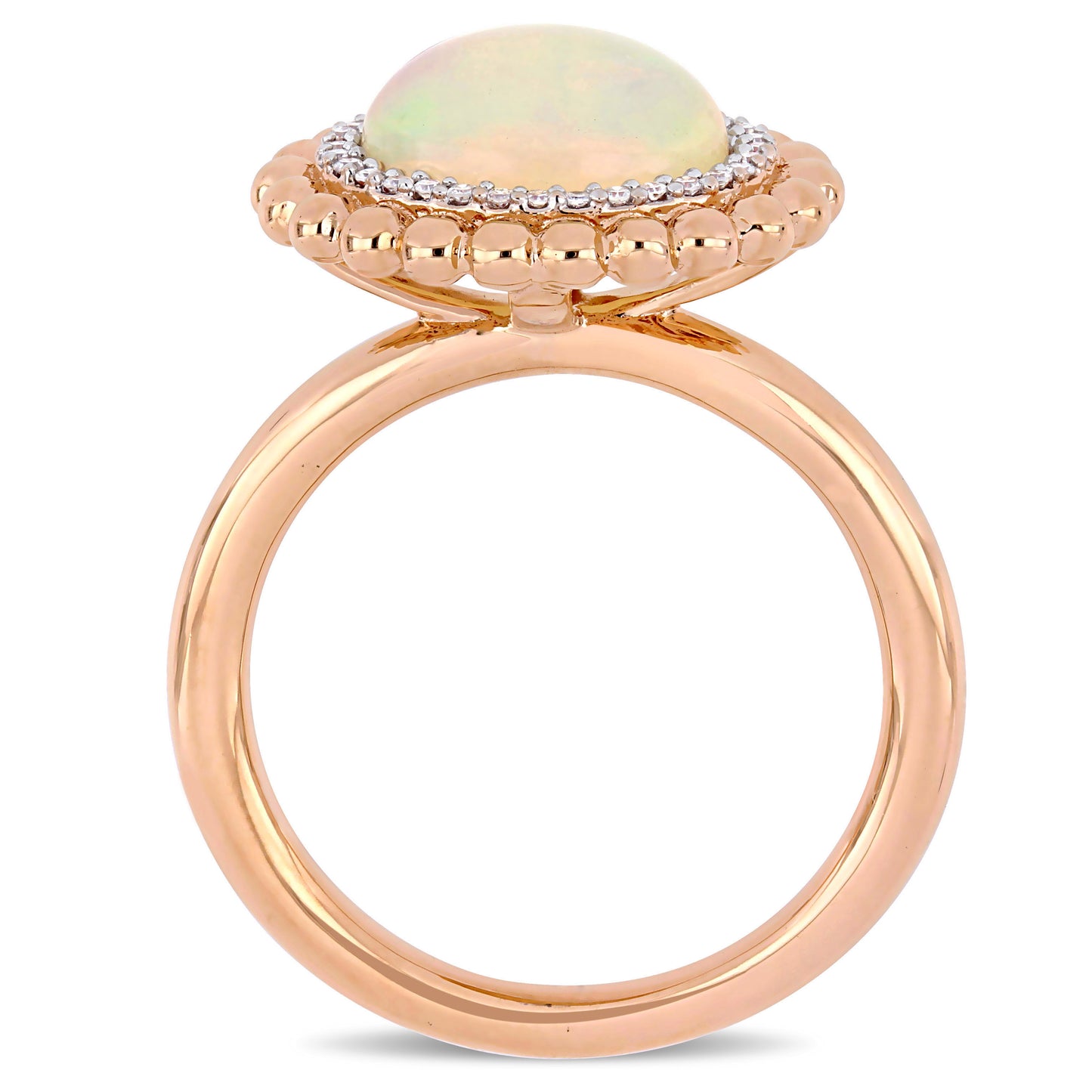 Ethiopian Opal & Diamond Flower Ring 14k Rose Gold