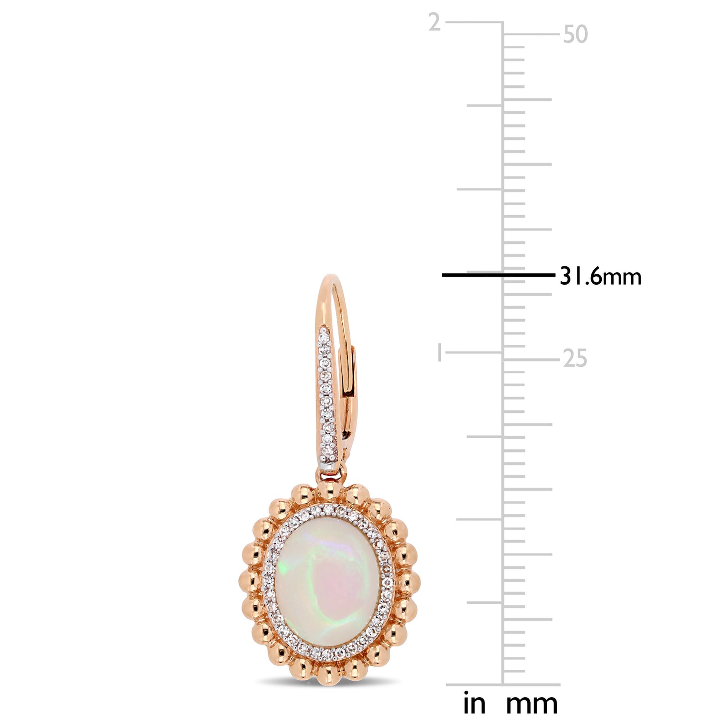 Ethiopian Opal & Diamond Earrings 14k Rose Gold