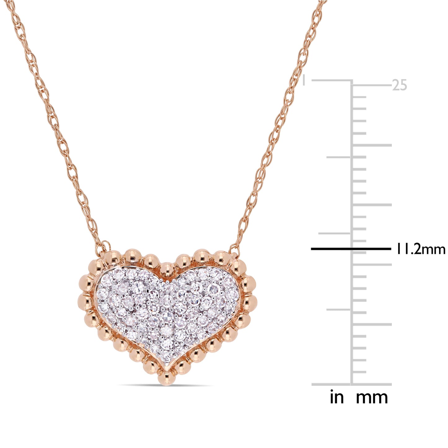 Julie Leah Diamond Clustered Heart Necklace in 10k Rose Gold