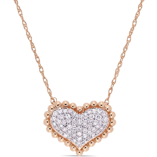 Julie Leah Diamond Clustered Heart Necklace in 10k Rose Gold