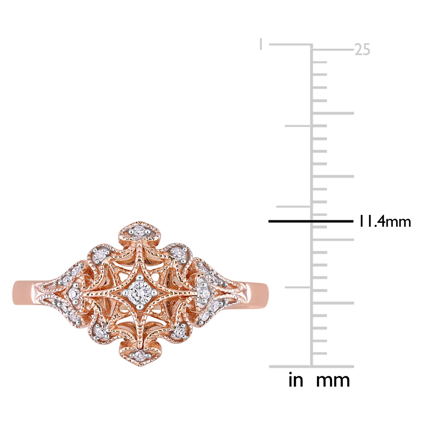1/10ct Diamond Filigree Ring in Rose Silver