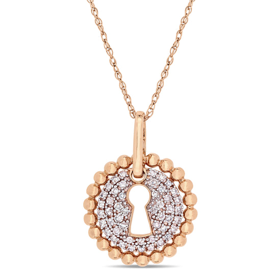 Keyhole Diamond Necklace in 10k Rose Gold