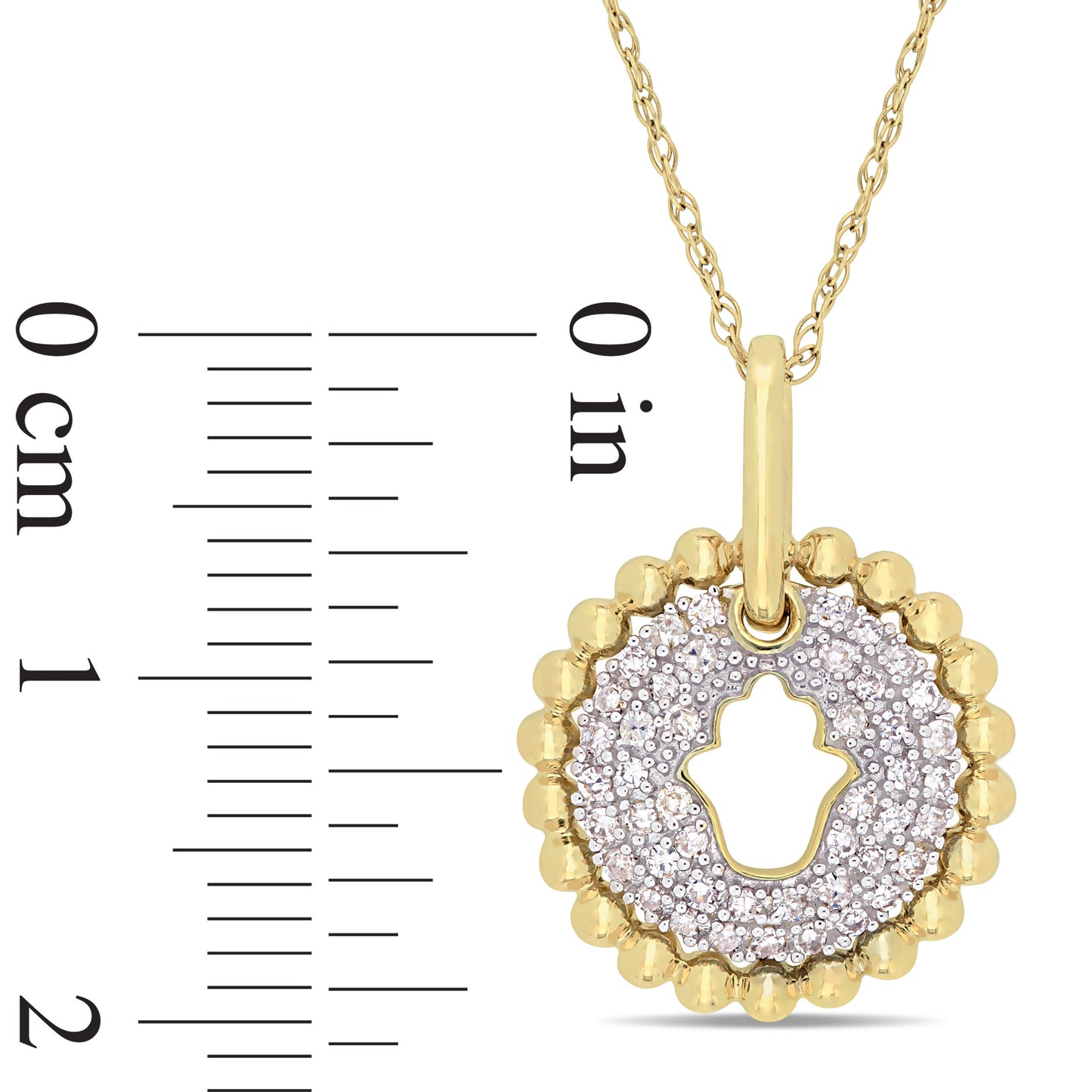 Hamsa Diamond Necklace in 10k Yellow Gold