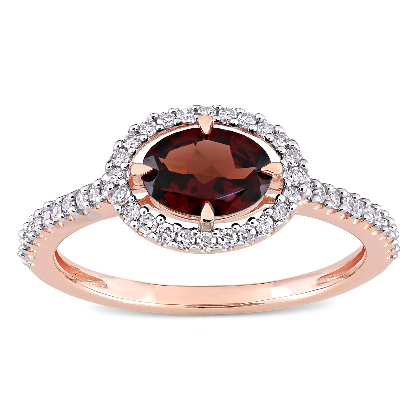 Sophia B 1ct Garnet & 1/4ct Diamond Halo Ring