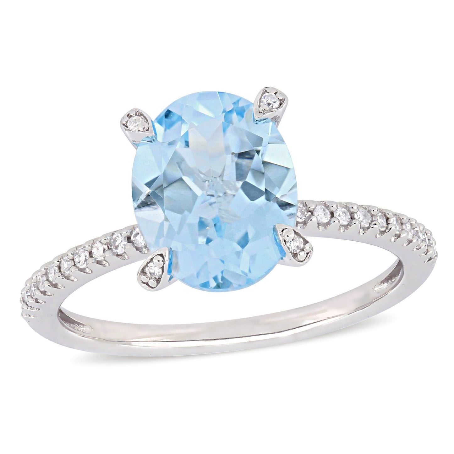 Sophia B 3 4/5ct Oval Cut Sky Blue Topaz & 1/10ct Diamond Ring