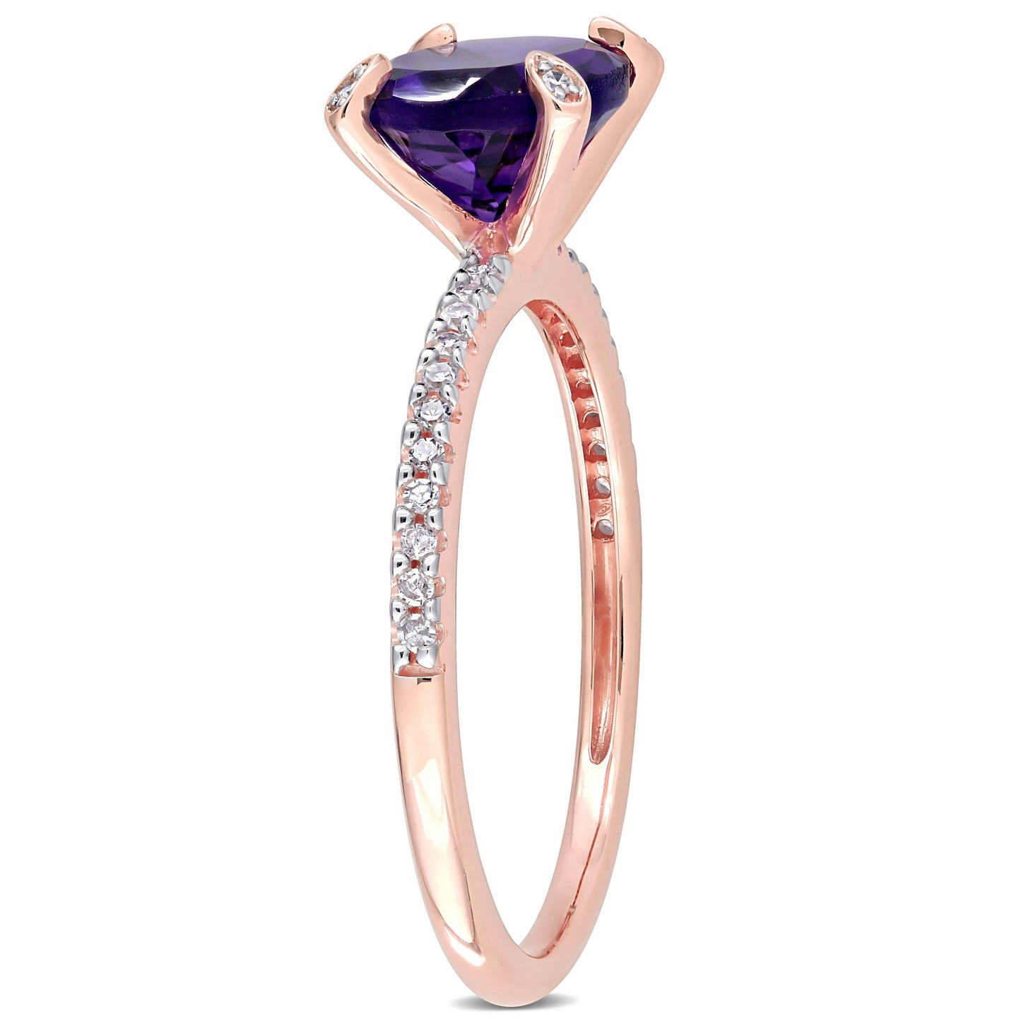 Sophia B 1 5/8ct Oval Cut Amethyst & 1/10ct Diamond Ring