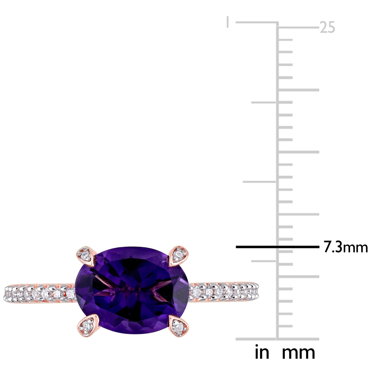 Sophia B 1 5/8ct Oval Cut Amethyst & 1/10ct Diamond Ring