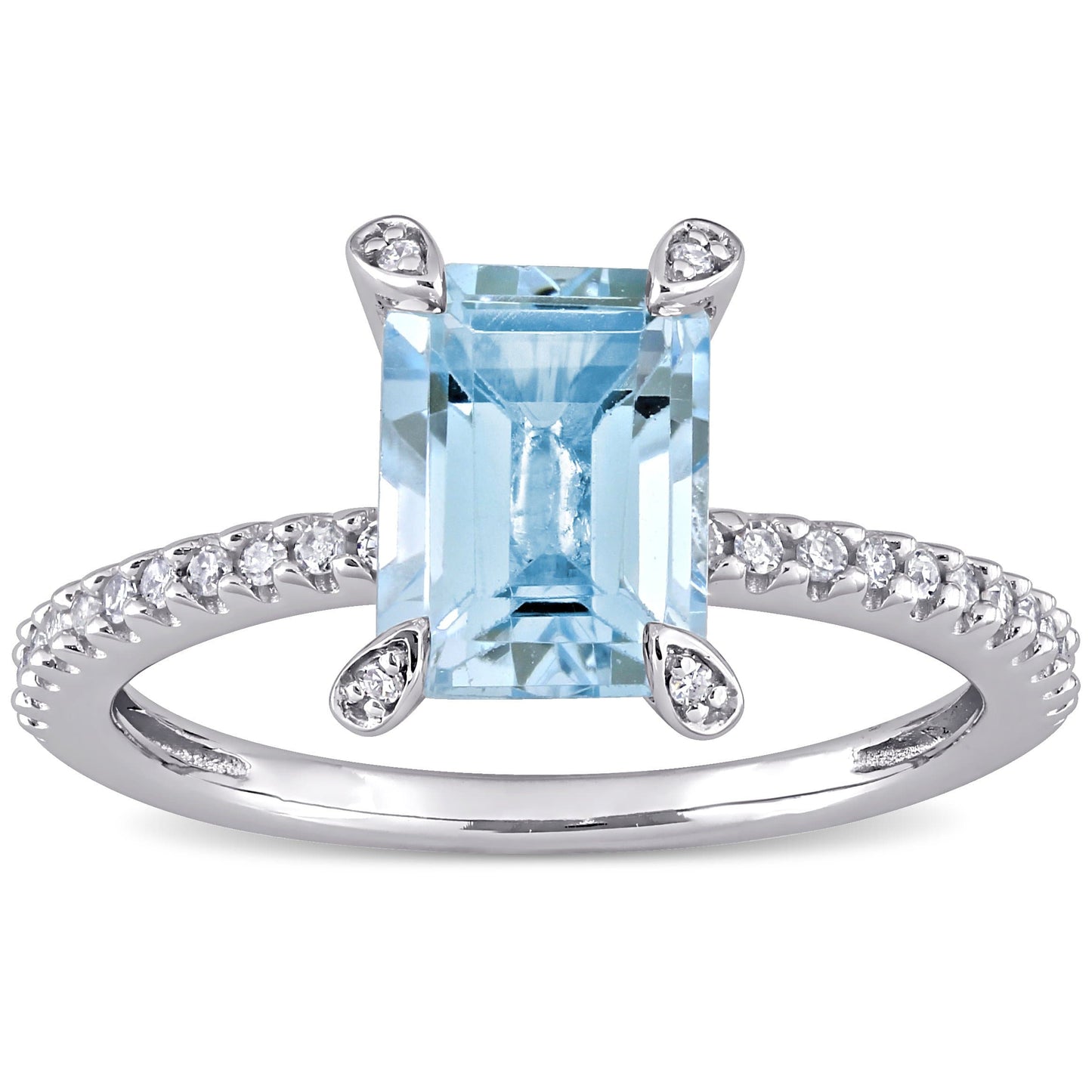 Sophia B 2ct Octagon-Cut Sky-Blue Topaz & 1/10ct Diamond Ring