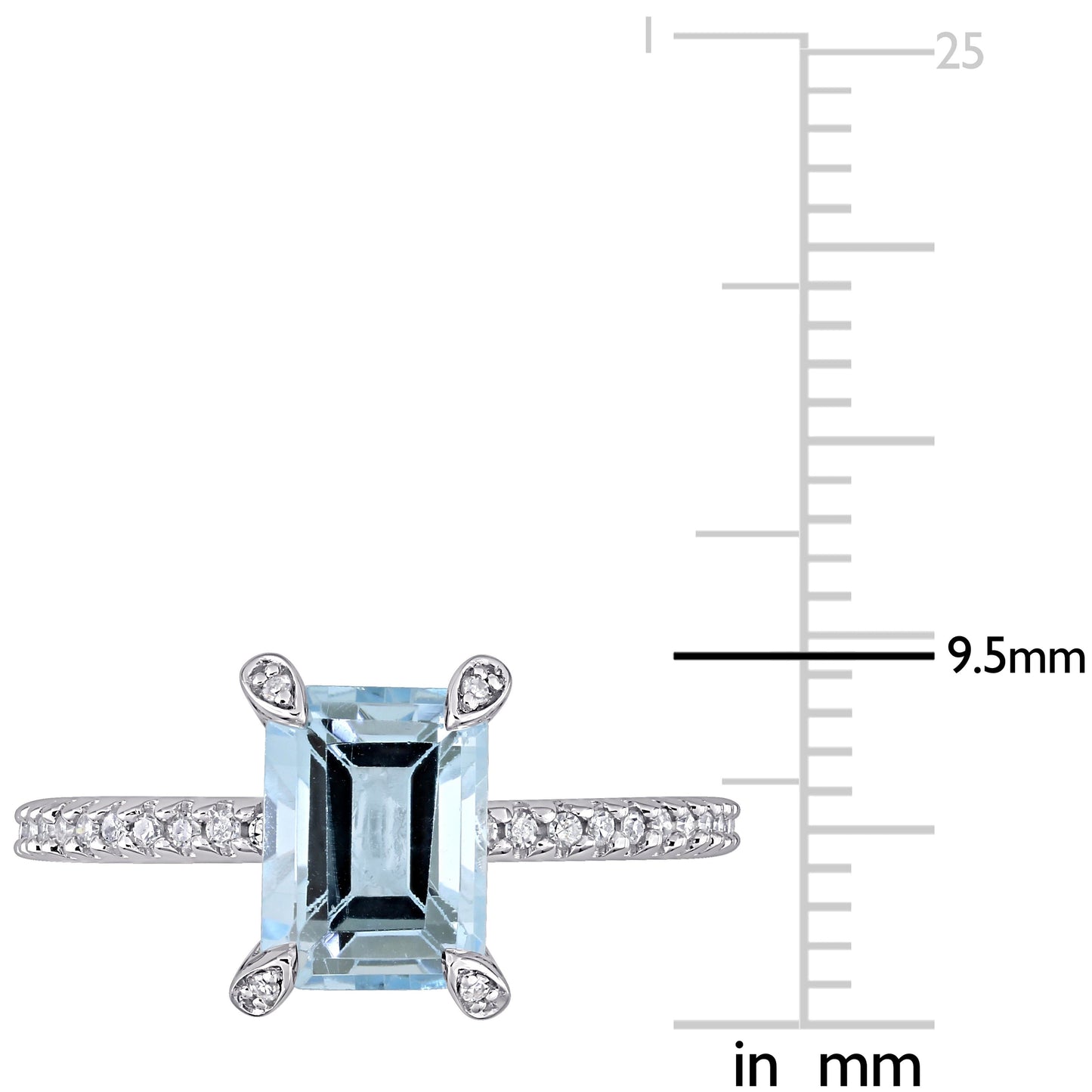 Sophia B 2ct Octagon-Cut Sky-Blue Topaz & 1/10ct Diamond Ring