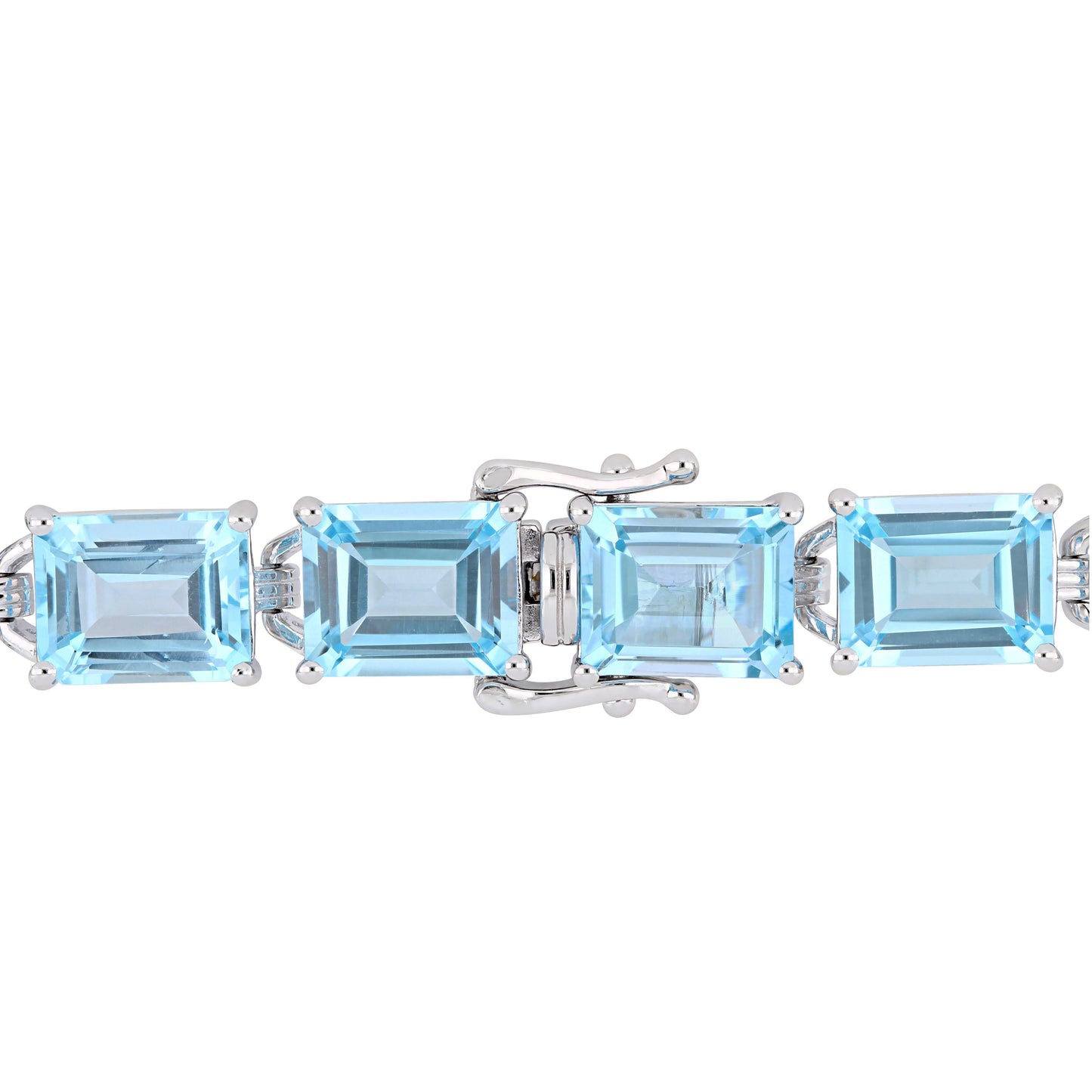 Sophia B 59 3/4ct Emerald-Cut Sky-Blue Topaz Tennis Bracelet