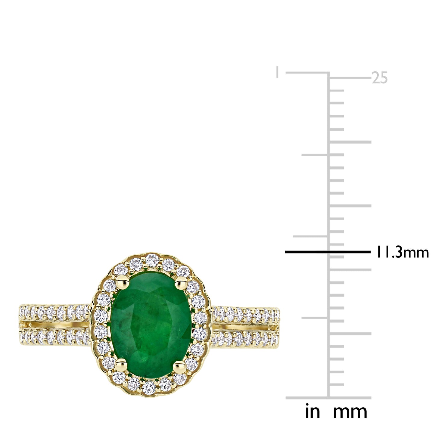 Oval Cut Emerald & Diamond Ring in 14k Yellow Gold