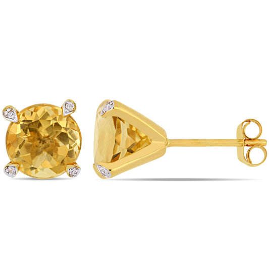 Sophia B 3 5/8ct Citrine & 1/10ct Diamond Martini Stud Earrings