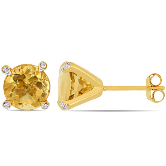 Sophia B 3 5/8ct Citrine & 1/10ct Diamond Martini Stud Earrings