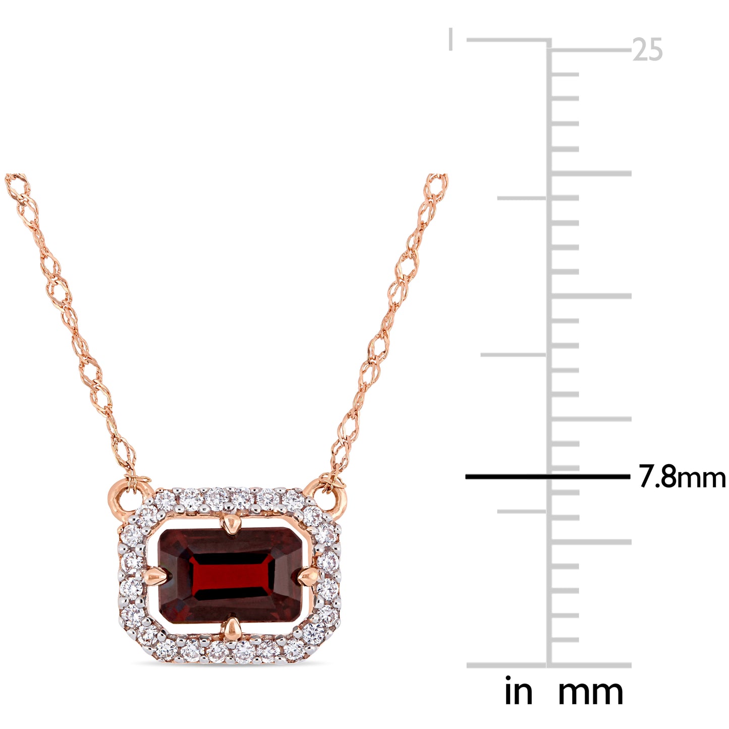 Garnet & Diamond Floating Necklace in 14k Rose Gold