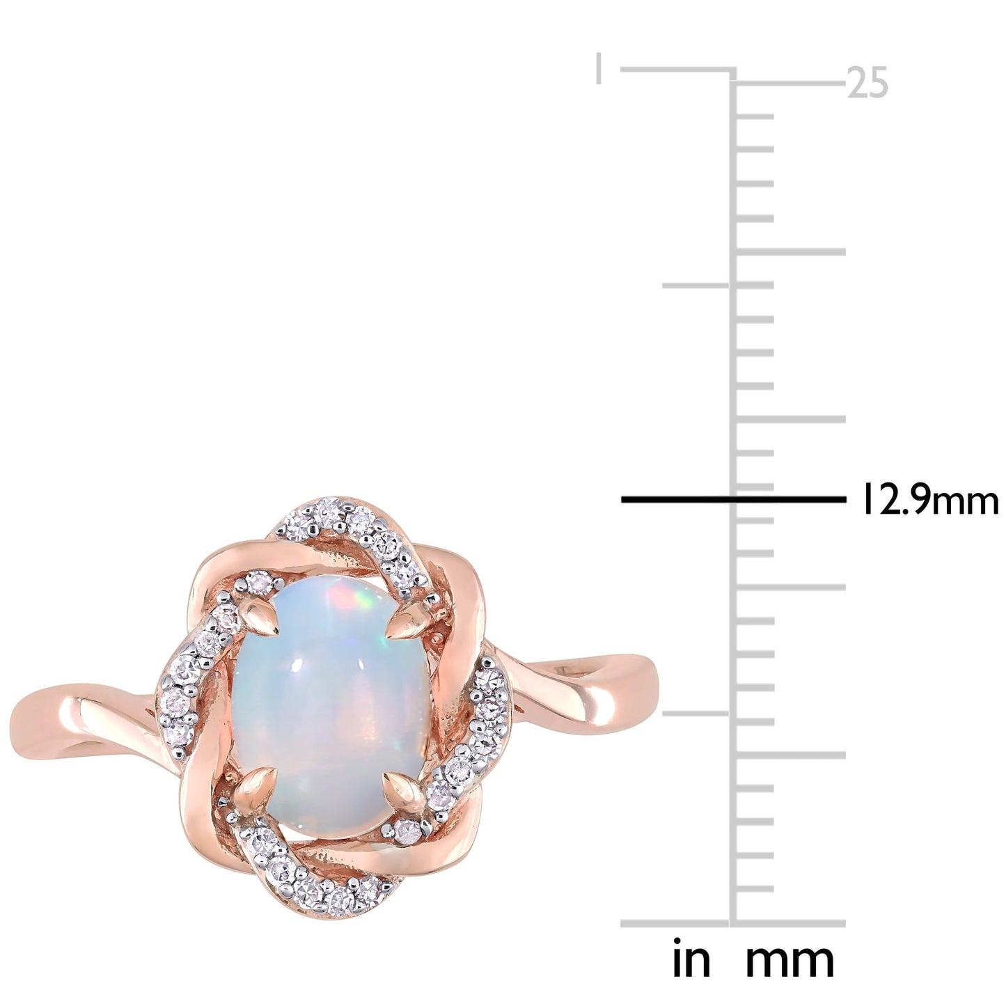 Sophia B 3/4ct Ethiopian Blue Opal & 1/10ct Diamond Halo Ring