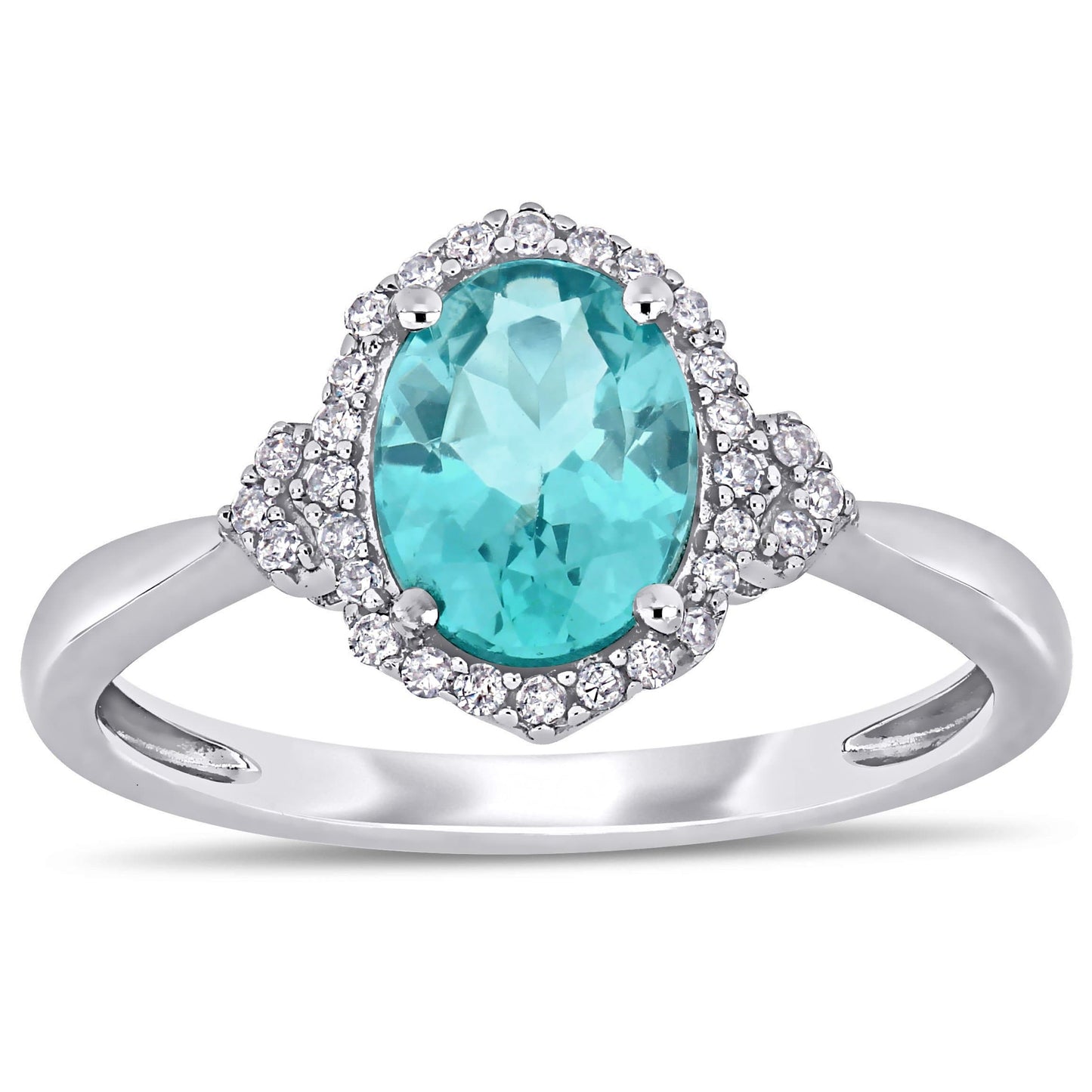 Apatite & Diamond Halo Ring