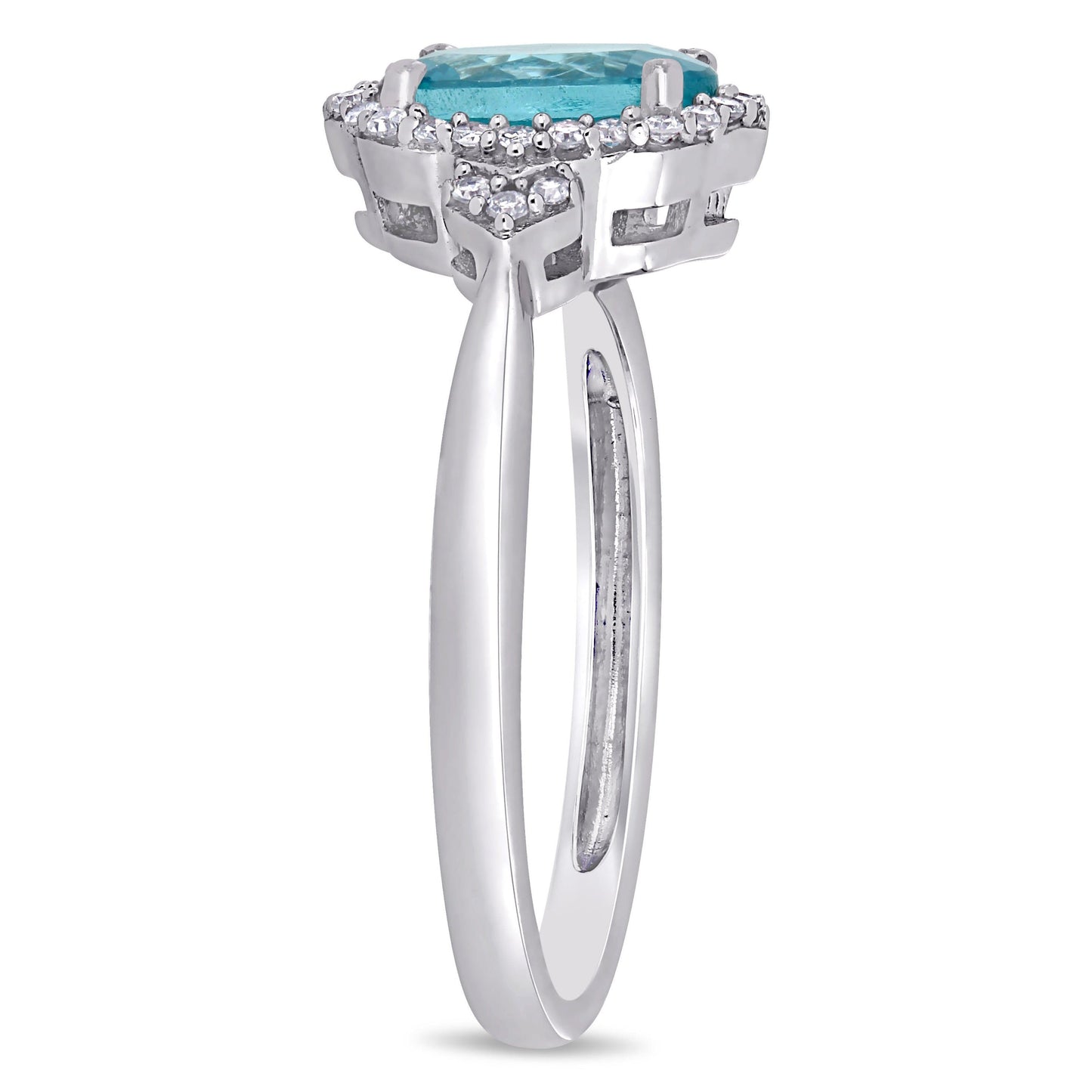 Apatite & Diamond Halo Ring