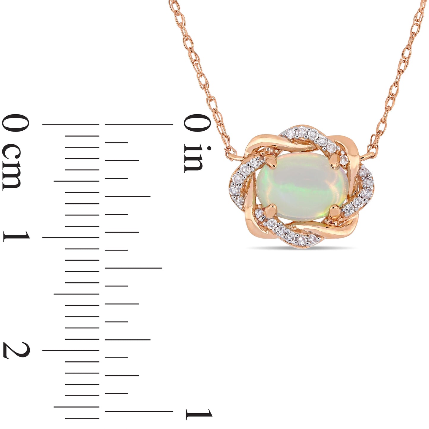 Sophia B 3/4ct Ethiopian Blue Opal & 1/10ct Diamond Interlaced Halo Necklace
