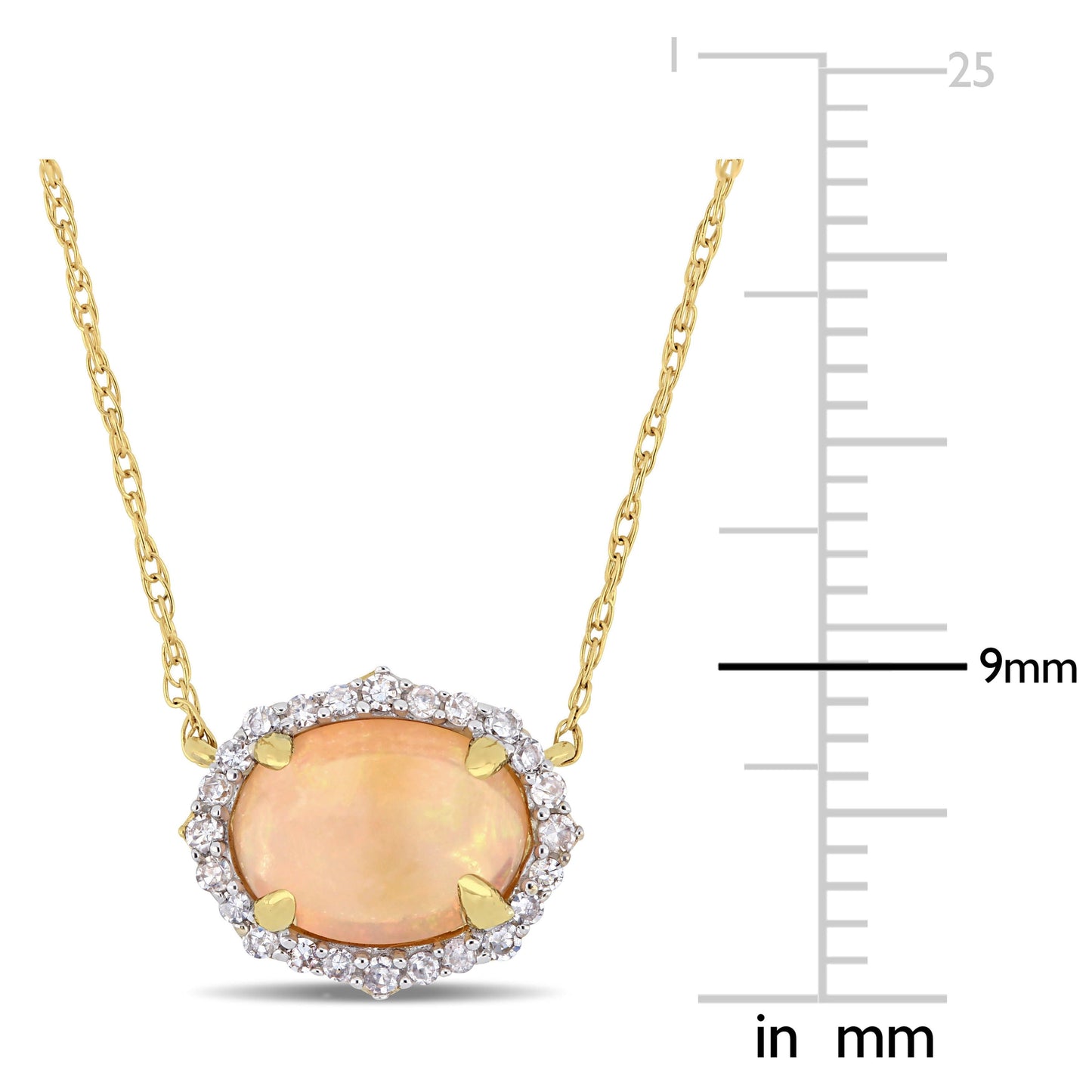 Sophia B 3/4ct Ethiopian Opal & 1/10ct Diamond Halo Necklace