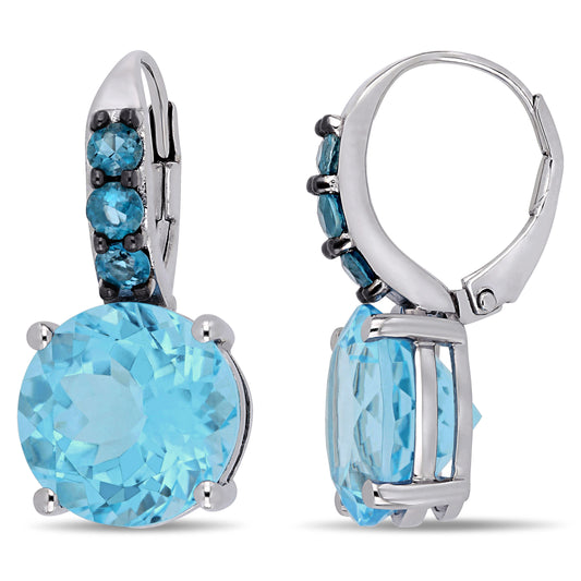15 1/4ct Blue Topaz Leverback Earrings in Sterling Silver