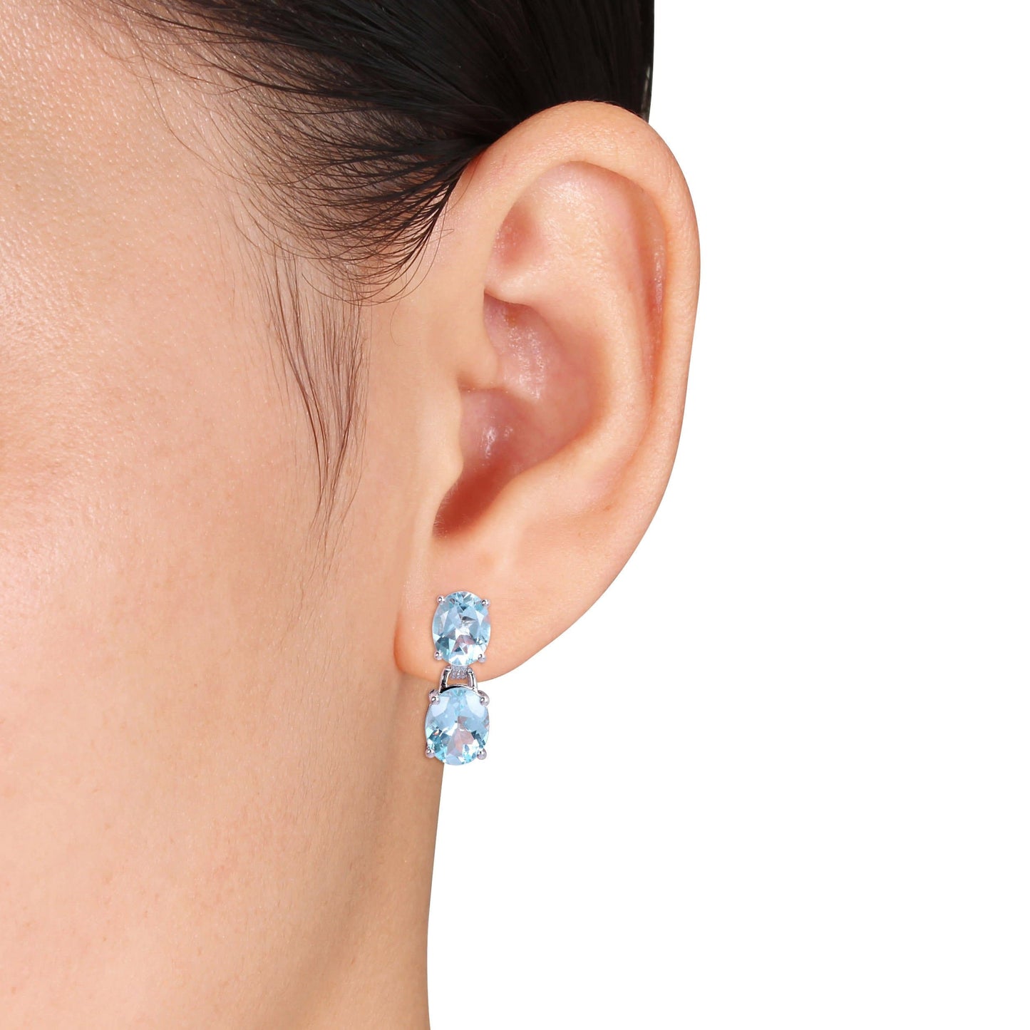 Sophia B 12 5/8ct Oval-Cut Sky-Blue Topaz Dangle Earrings