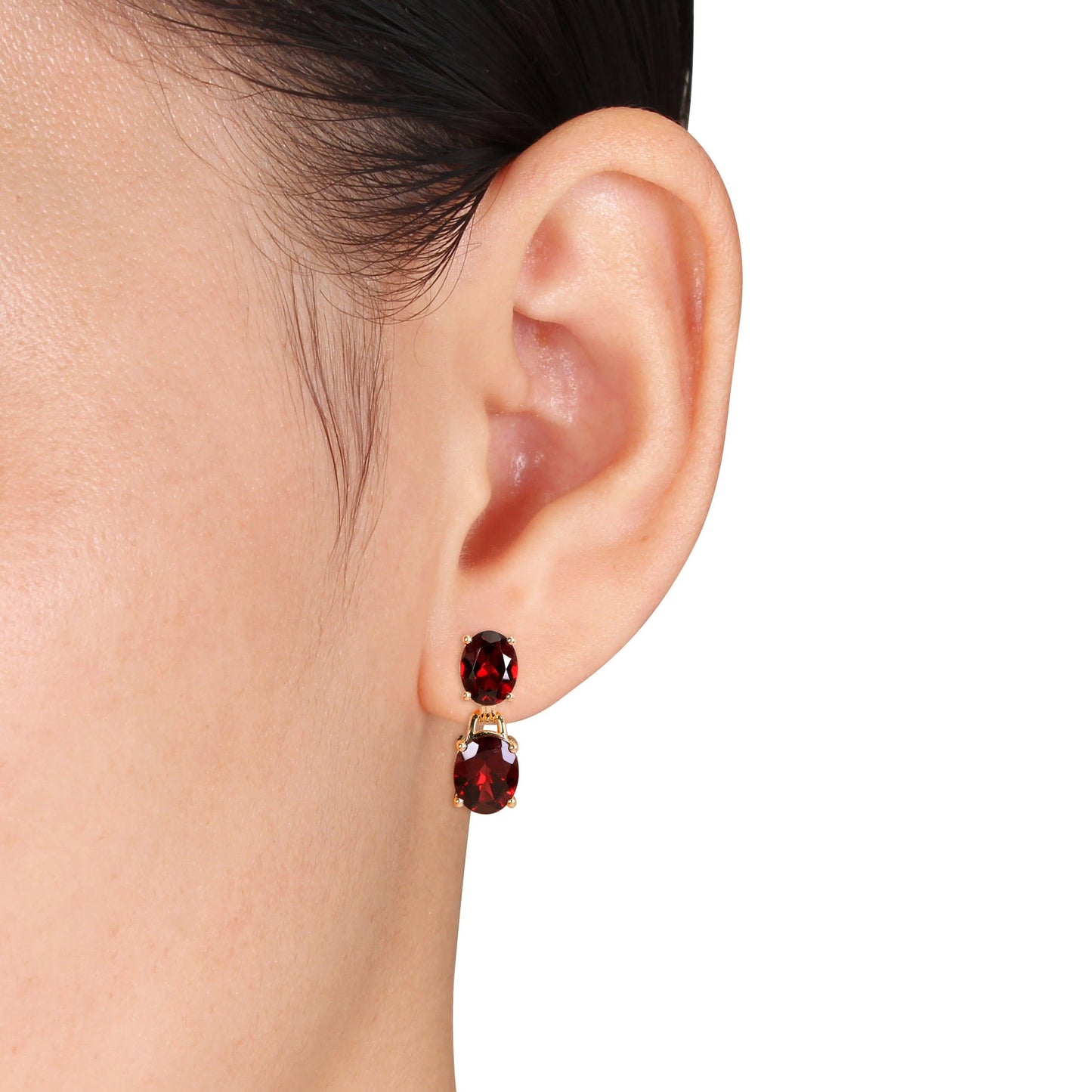Sophia B 10 1/5ct Oval-Cut Garnet Dangle Earrings