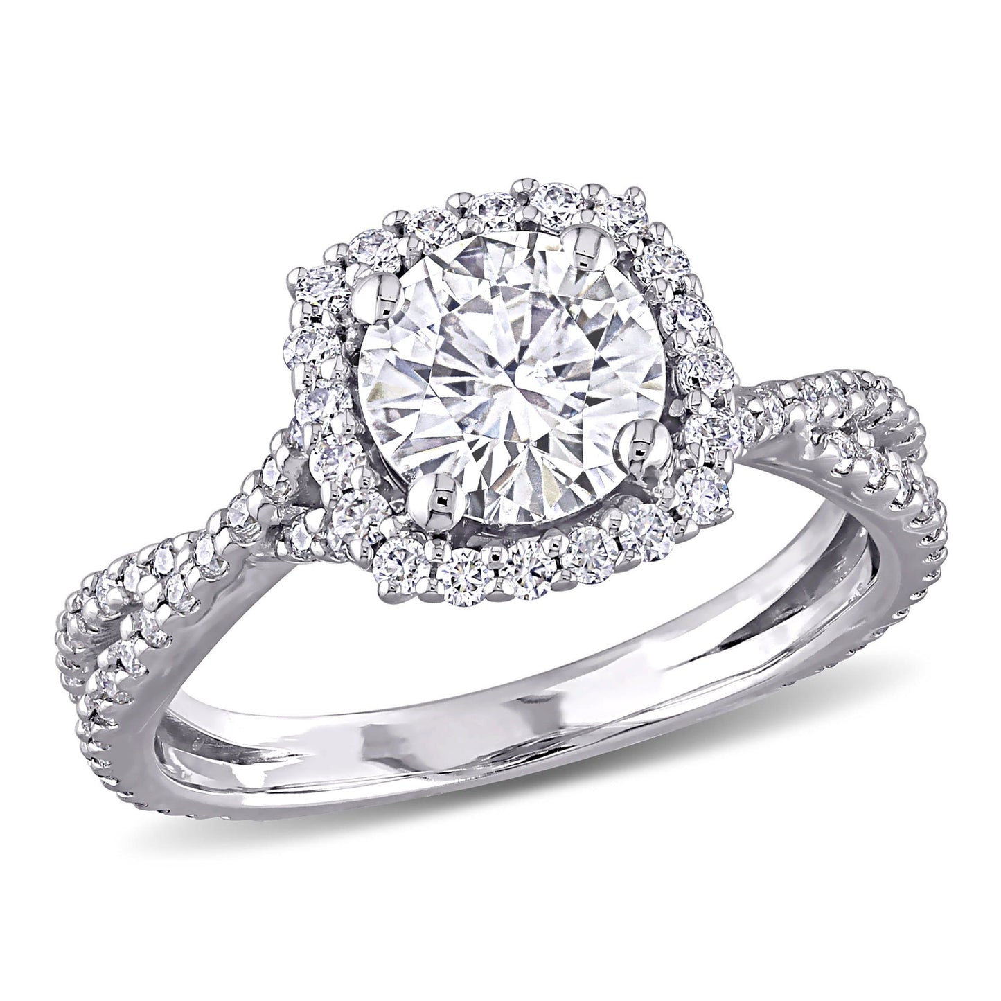 Round Cut Moissanite Infinity Halo Engagement Ring