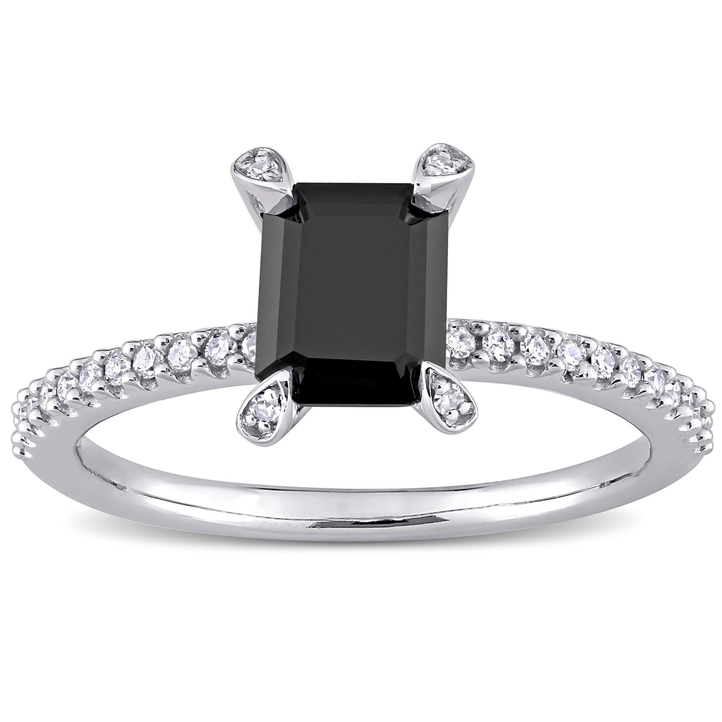 Julie Leah Black & White Diamond Ring in 10k White Gold