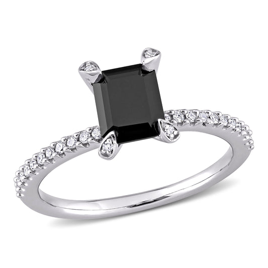 Julie Leah Black & White Diamond Ring in 10k White Gold