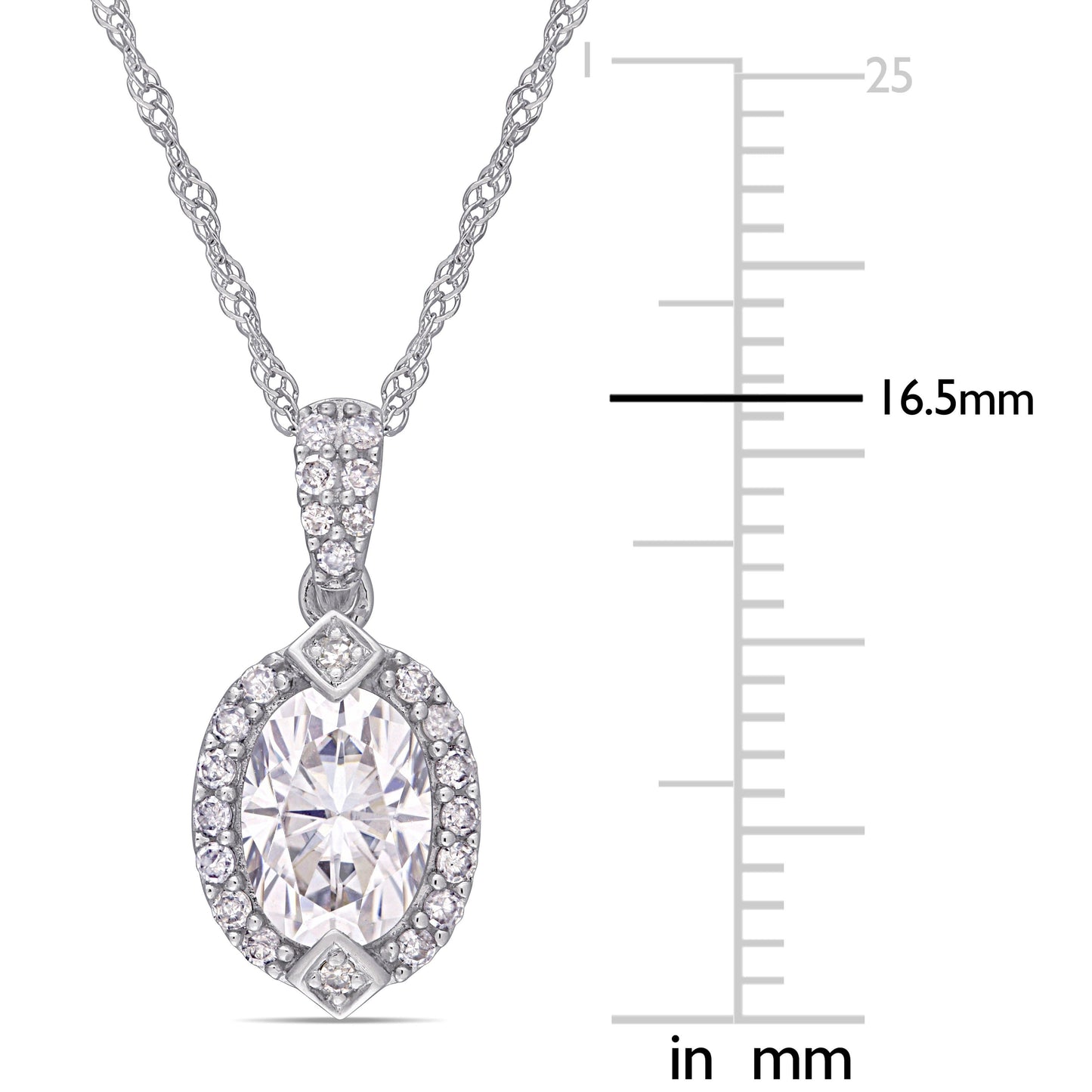1/8ct Diamond & 1ct Moissanite Pendant in 10k White Gold
