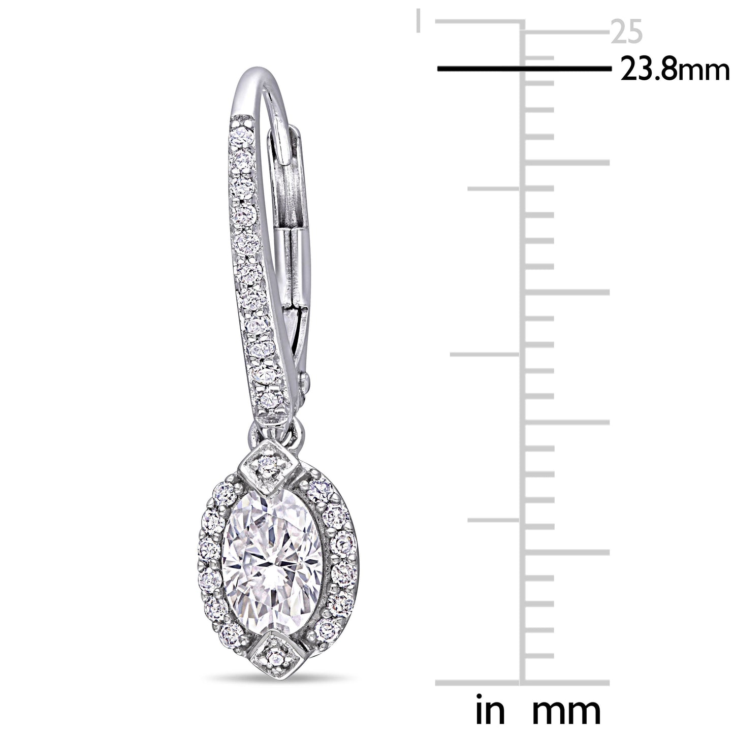 Oval Cut Moissanite & Diamond Earrings in 14k White Gold